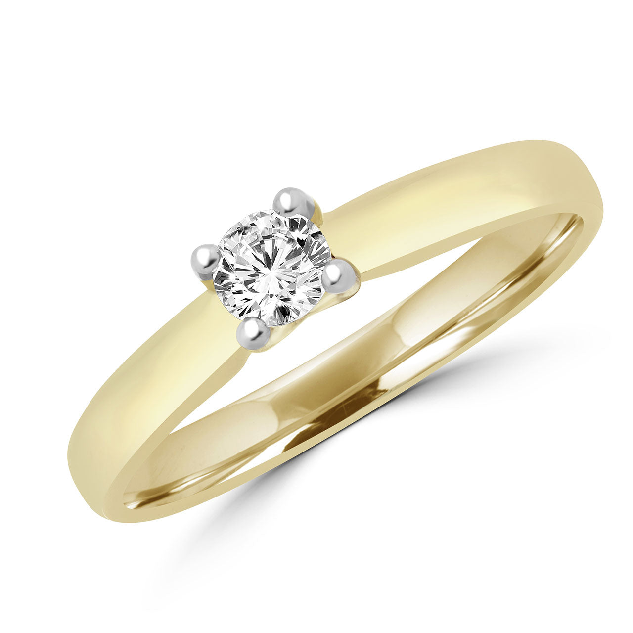 Elegant solitaire engagement ring in 10k yellow gold