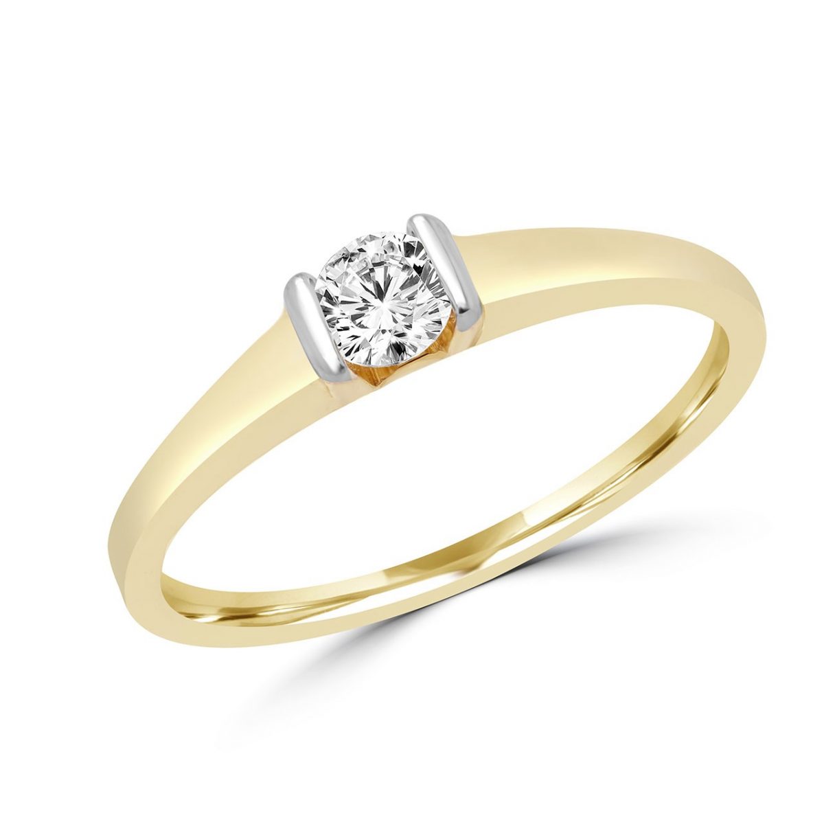 Round cut solitaire engagement ring 0.22 (ctw) in 14 k yellow gold