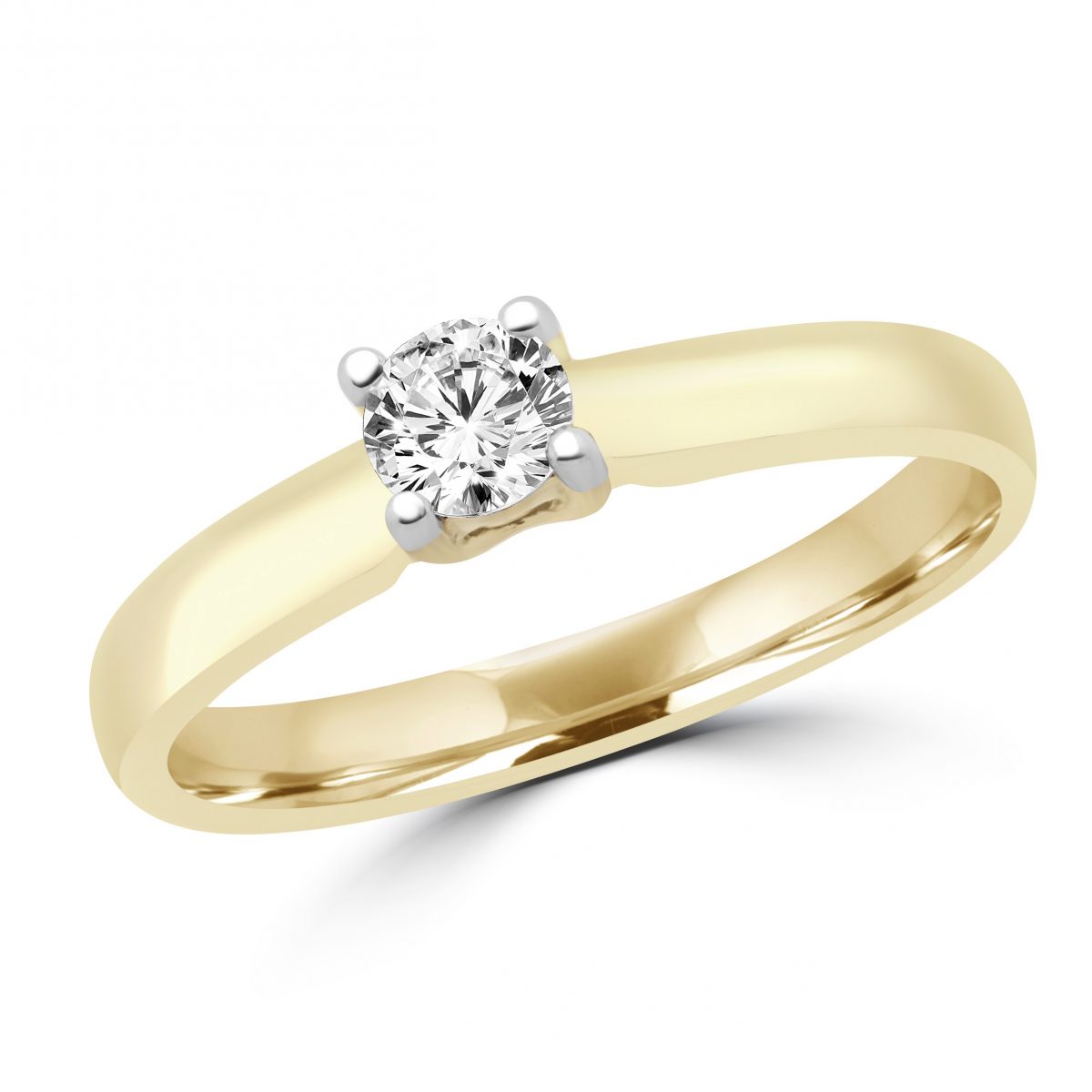 Bague de fiançailles solitaire classique 0,20 (ctw) en or jaune 14 carats