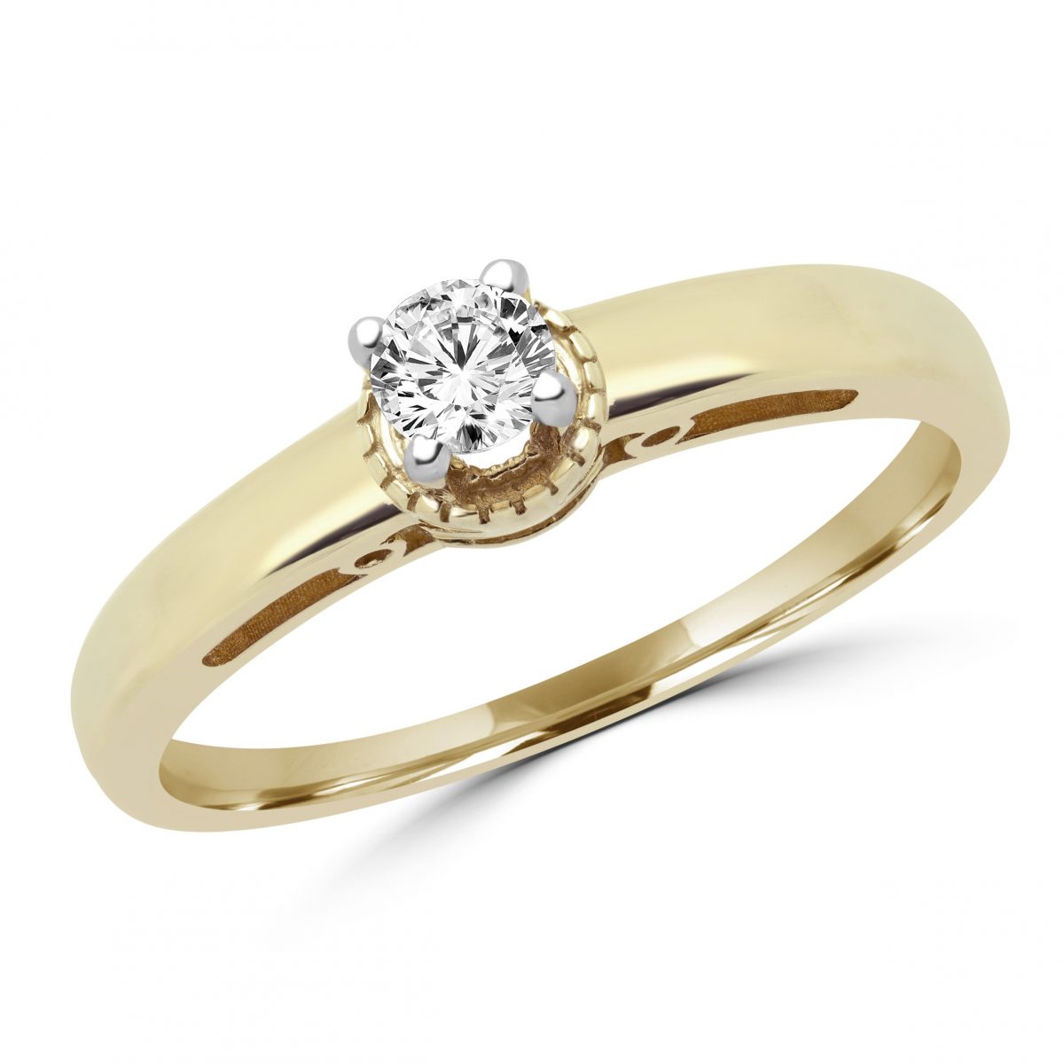 Sparkling solitaire engagement ring in 10k yellow gold
