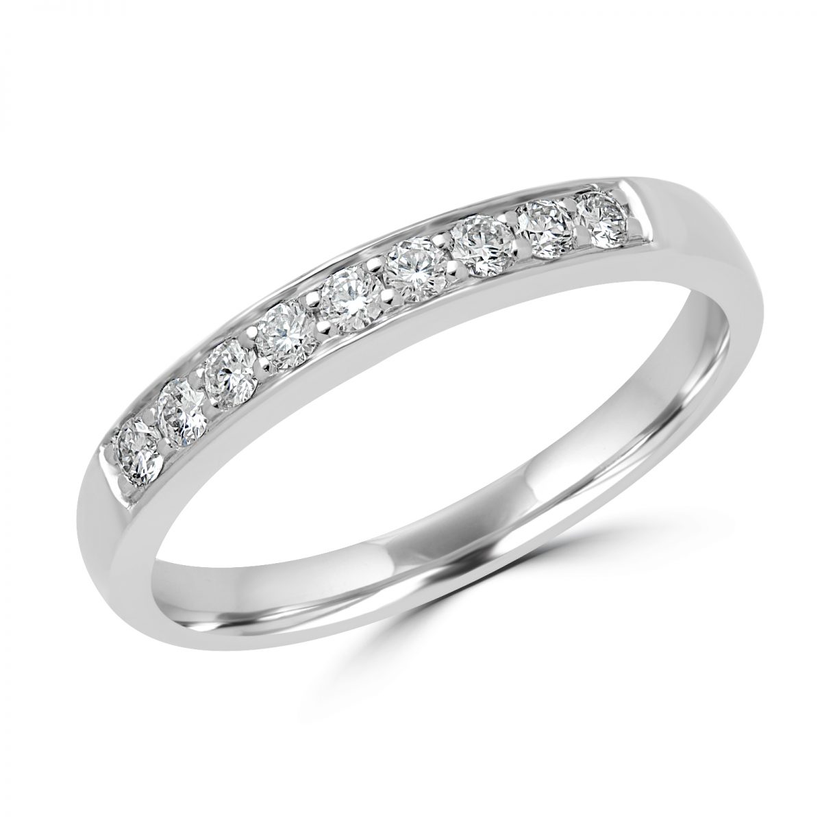 Classic semi eternity 0.18 carat diamond ring 10k white gold