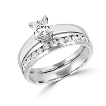 Princess cut bridal ring set 0.85 (ctw) in 14k gold
