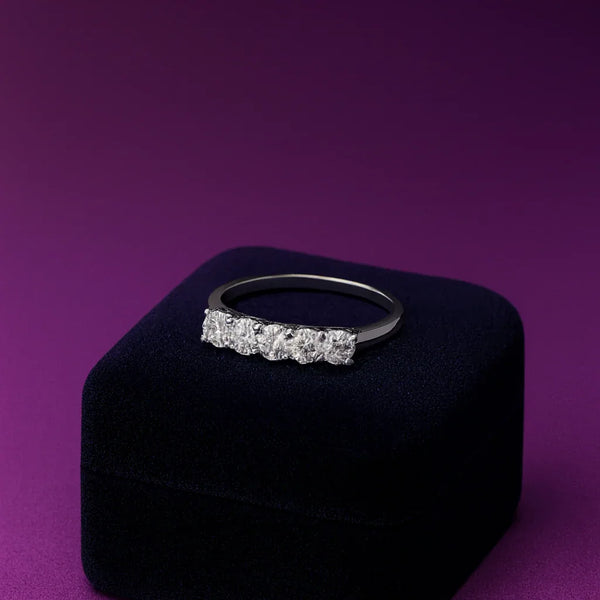 5 natural diamonds 0.23 carat semi eternity 14k white gold