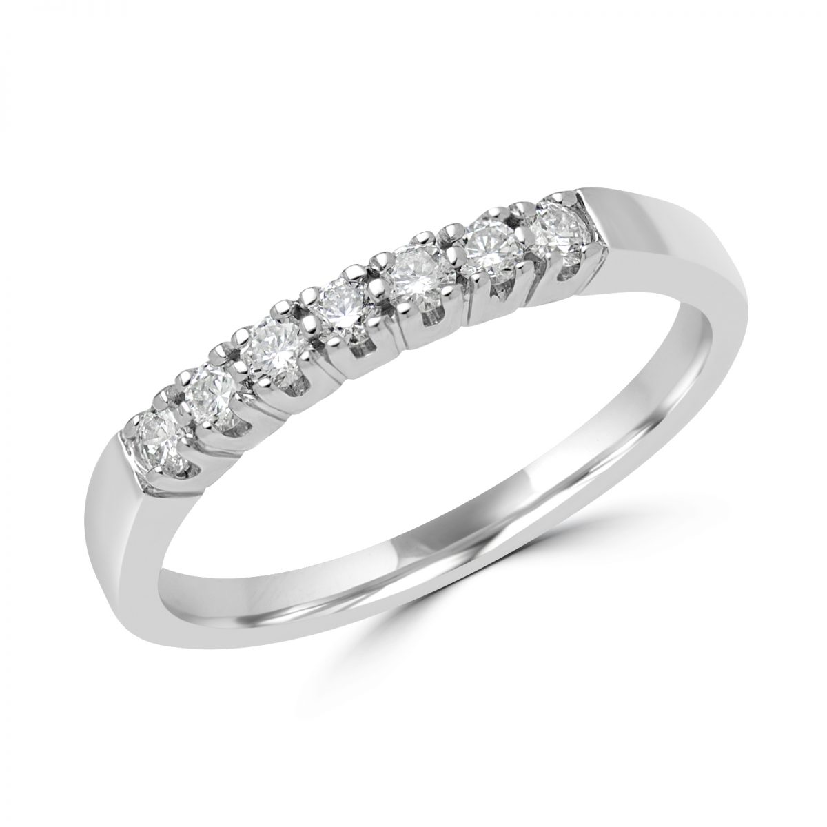 Jonc anniversaire diamant 7 pierres en or blanc