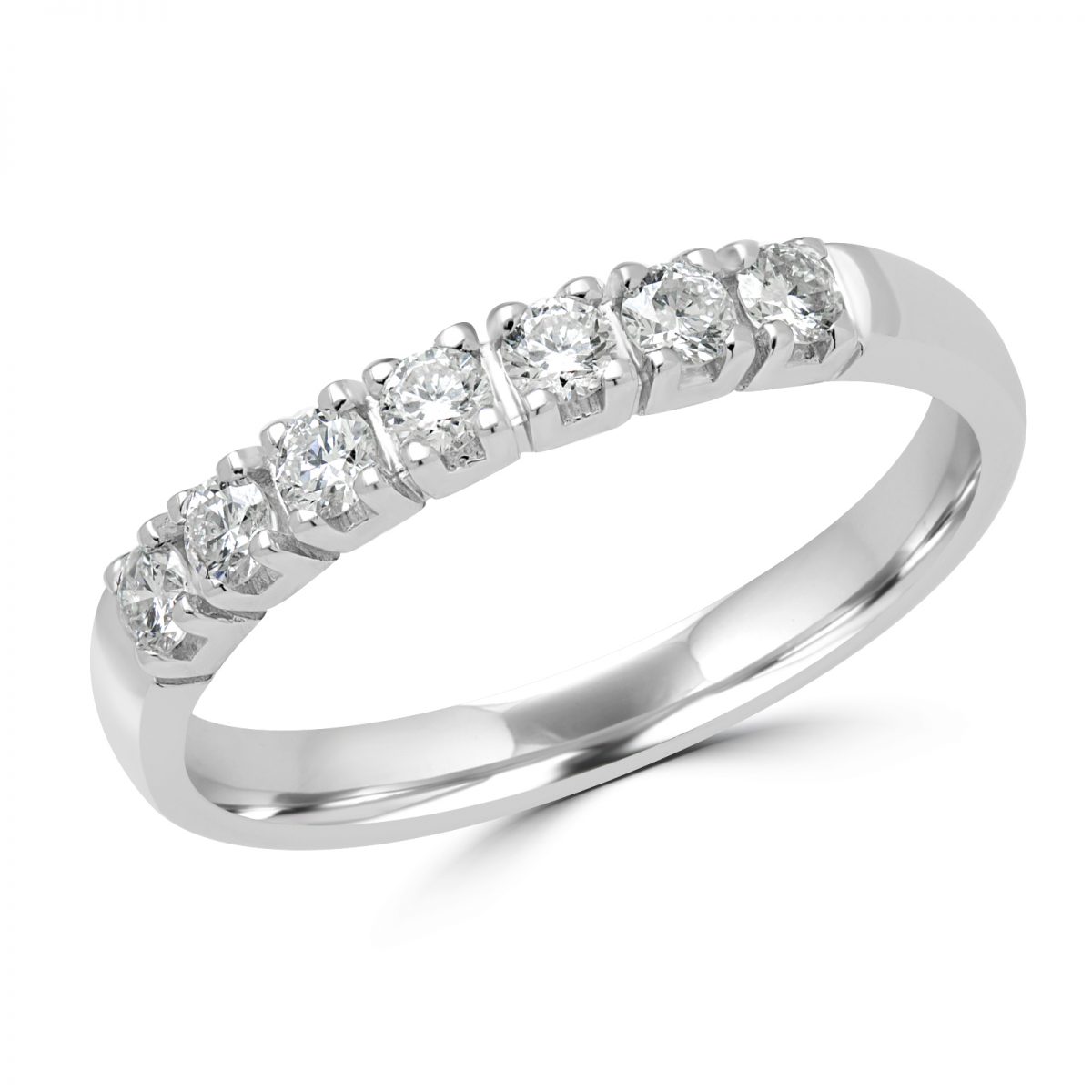 Bague semi-éternité anniversaire 7 pierres 0,32 (ctw) or blanc 14 carats