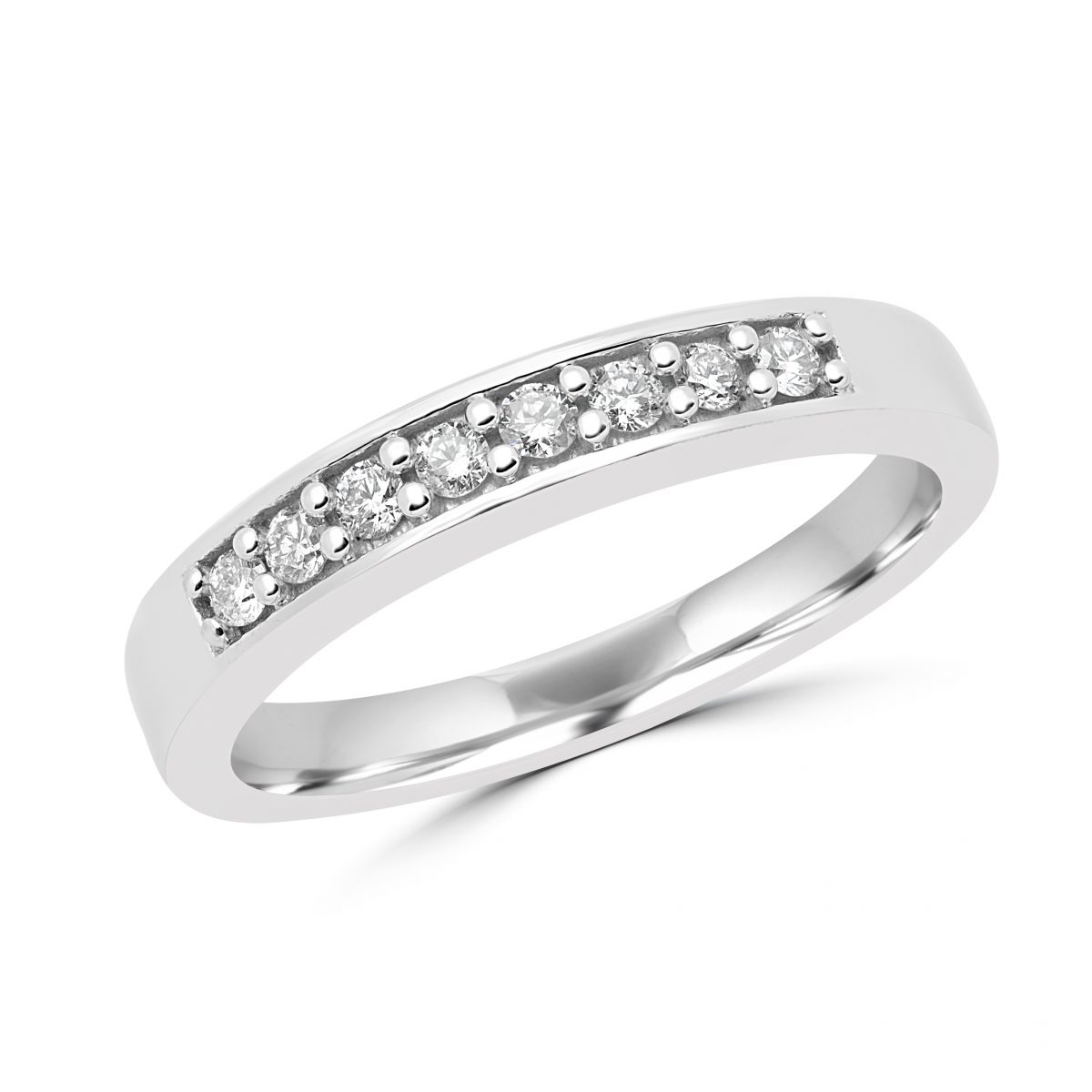 Semi-eternity ring 8 round cut diamonds 0.16 (ctw) in white gold