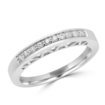 Round cut diamond filigree semi-eternity ring