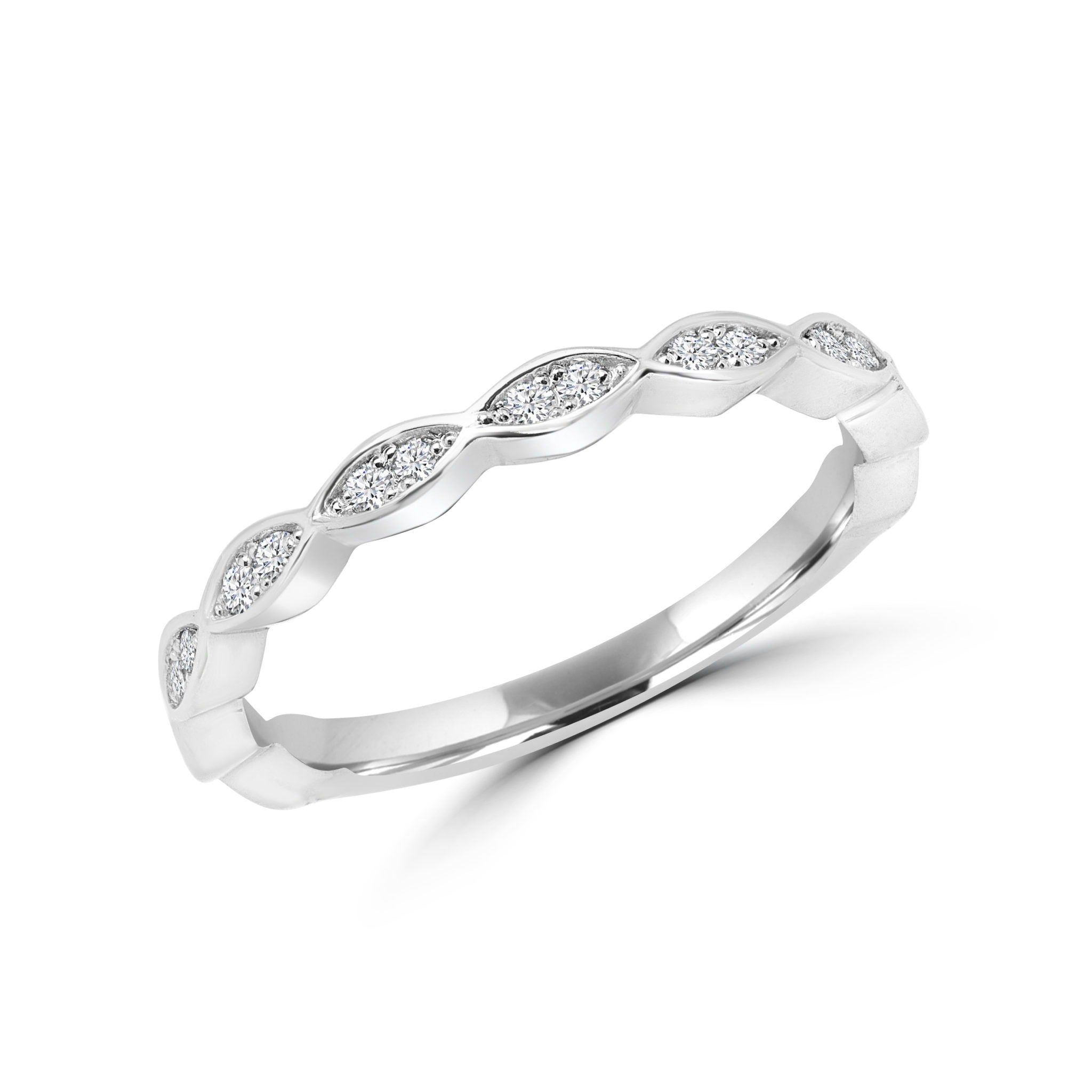 Marquise design semi-eternity in 14k gold