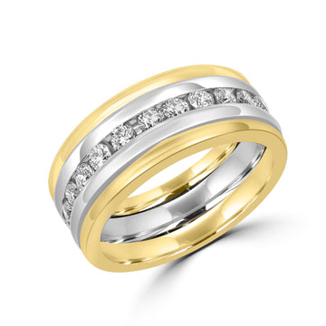 14k white & yellow gold lab grown diamond anniversary ring 0.63 (ctw)