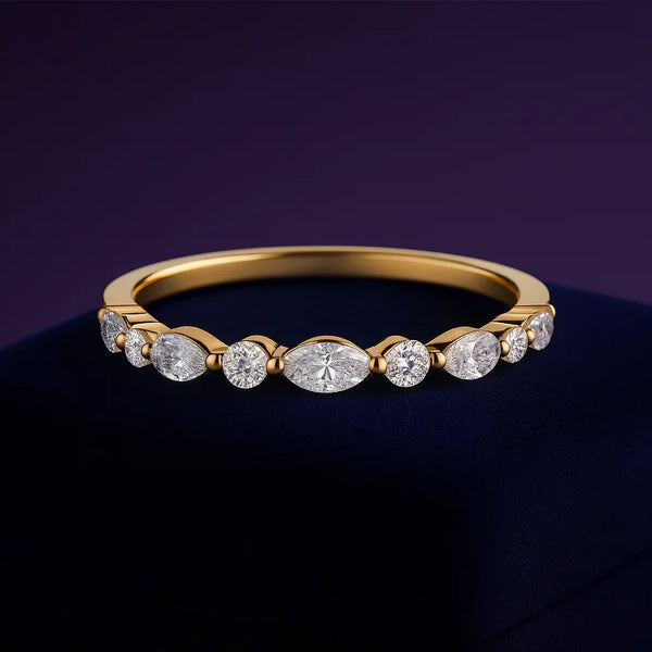Marquise-Round lab grown diamond semi-eternity  0.48(ctw) 14 gold