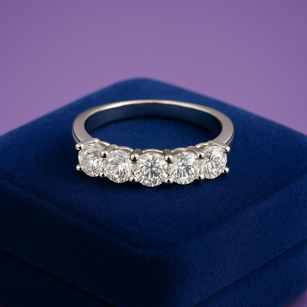 Elegant semi-eternity ring 1.30 (ctw) in 14k white gold