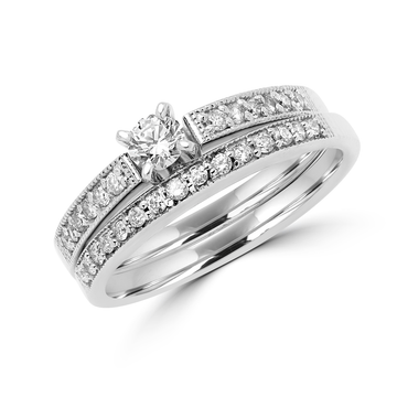 Sparkly diamond engagement ring bridal set 0.53 (ctw) in 14k gold