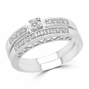 0.32 Carat (ctw) Engagement Ring and Wedding Band Bridal Set in 14k Gold