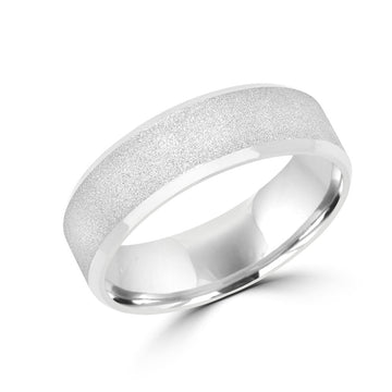 Traditional satin wedding band in white gold 6mm