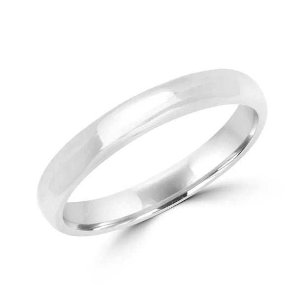 High polish wedding band in white gold 3mm