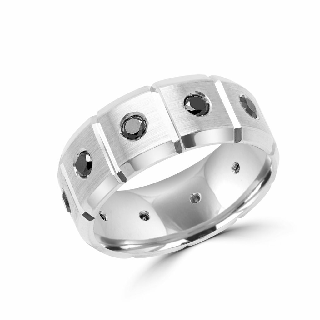 Alliance élégante en diamant noir pour hommes 1,00 (ct) 8 mm 