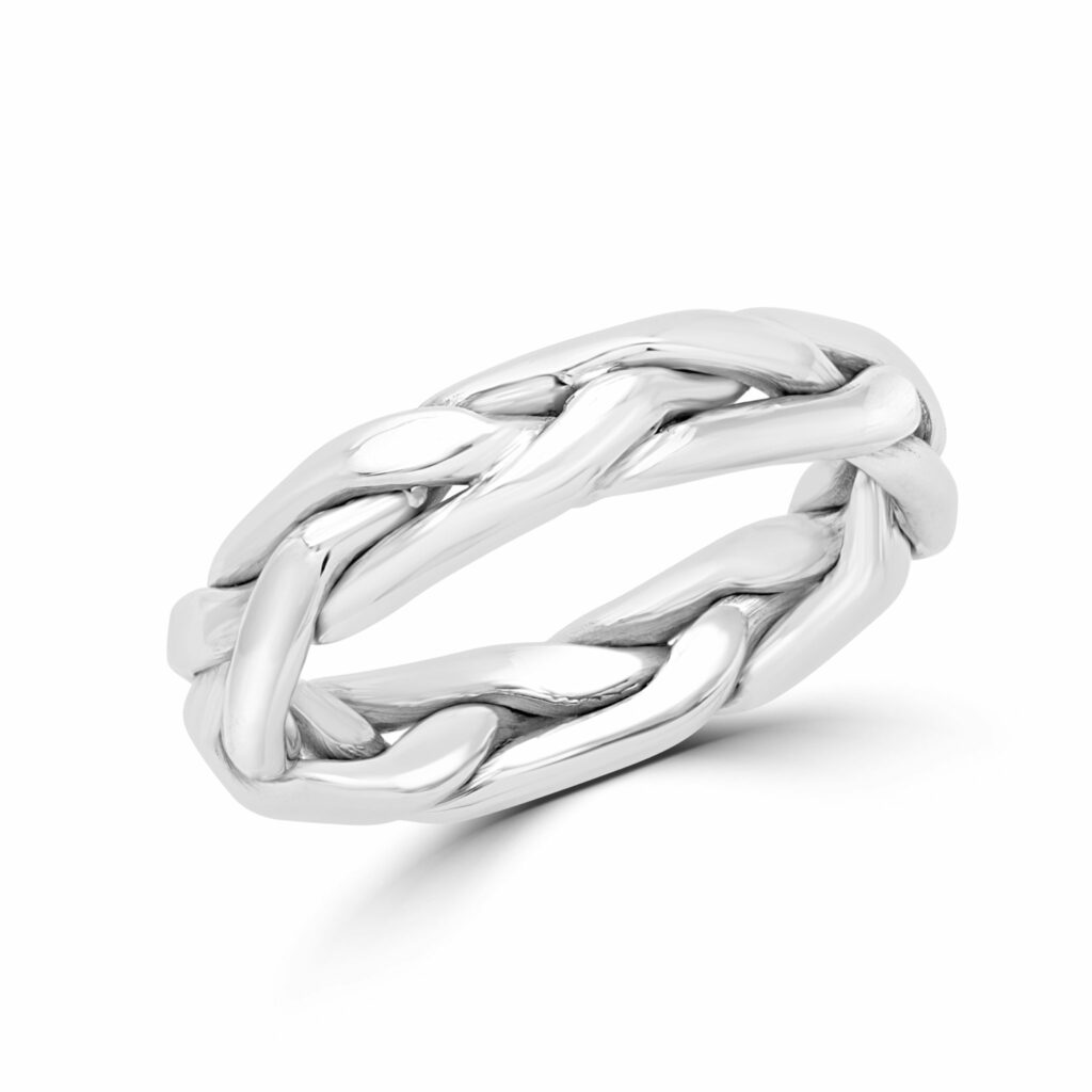 White gold braided wedding Band (4mm)