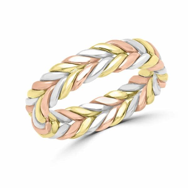 Tri color braided wedding band 4.7mm