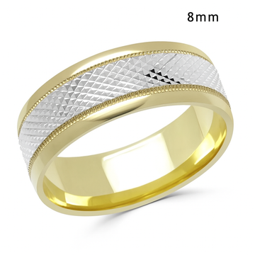 Two Tone Yellow and White gold Wedding Band 8MM