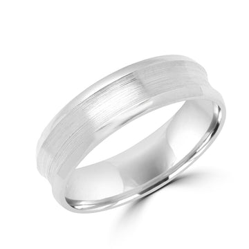 Satin style wedding band in white gold 6mm