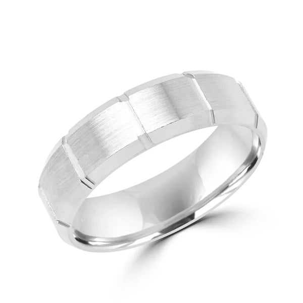 Wondrous elegant wedding band in white gold 6mm