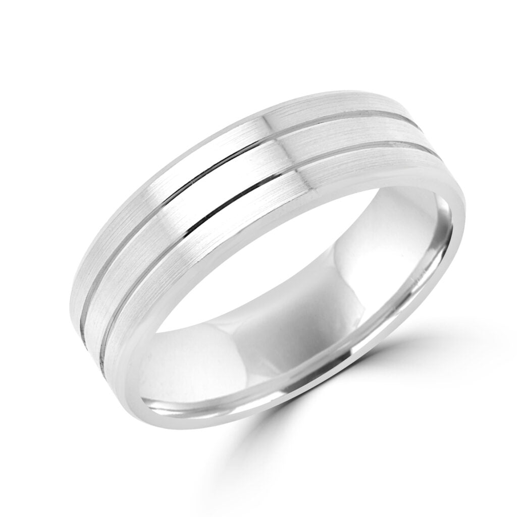 Refined elegant wedding band in white gold 6mm