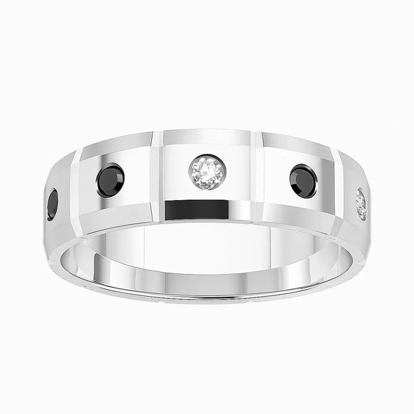 Men’s black and white diamond wedding band 0.50 (ctw) 6mm