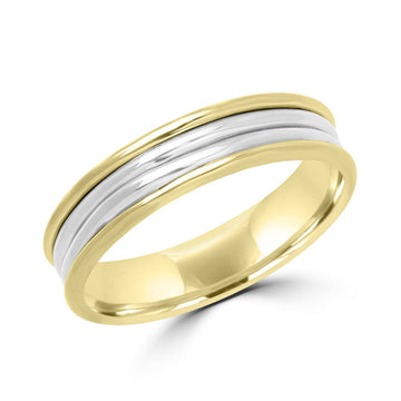 White and yellow gold high polish wedding Band 4mm