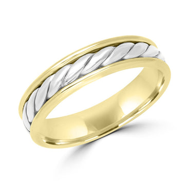 White and yellow gold braided wedding band 5mm