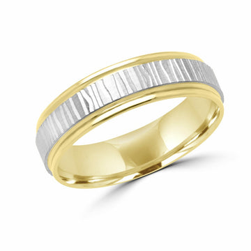 Marks of love white & yellow gold wedding band (6mm)