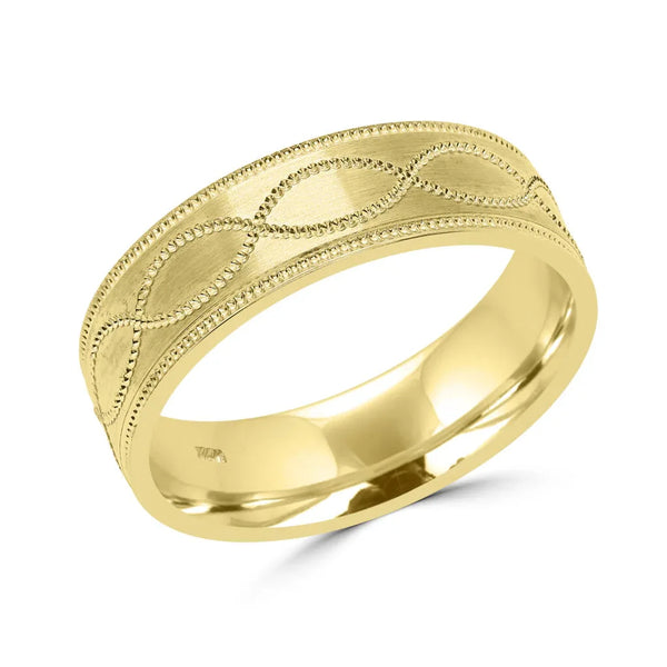 Comfort Fit Stylish Gold 6mm Wedding Band