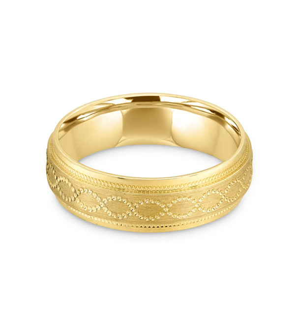 Infinity Comfort Fit Stylish white and yellow Gold 6mm Wedding Band