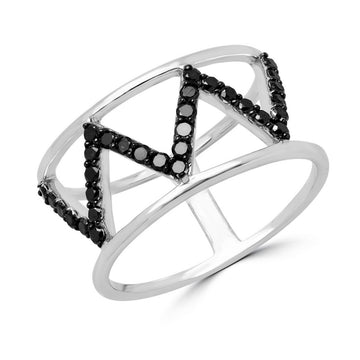 Zig Zag black diamond ring 0.31 (ctw) in 14k white gold