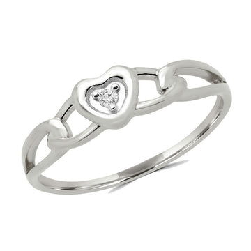 0.02 carat round diamond heart promise ring in 10k white gold