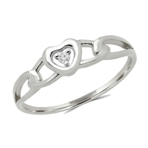 0.02 carat round diamond heart promise ring in 10k white gold