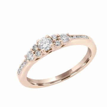 Bague d'anniversaire de fiançailles en diamant 0,42 (ct) en or rose 14 carats 