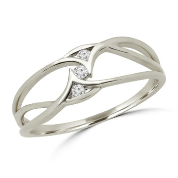 Charmante bague de promesse 3 pierres en or blanc 10 carats 