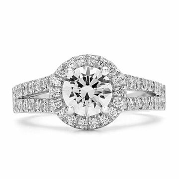 1.81 Carat (ctw)Split shank Halo Lab-Grown Diamond Ring in 14k White Gold