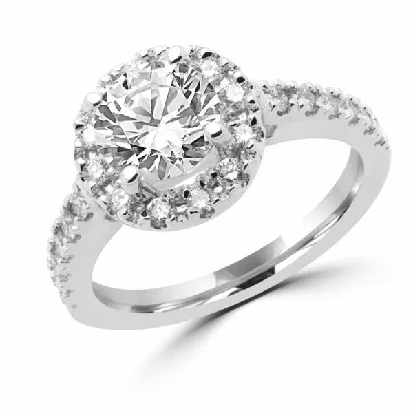 1.59 Carat (ctw) Halo Lab-Grown Diamond Ring in 14k White Gold