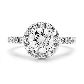 Halo engagement ring 0.40 (ctw) + CZ center in 14k white gold