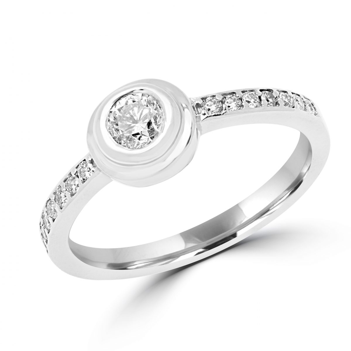 Bague de fiançailles cercle diamant 0,42 (ct) en or blanc 14 carats