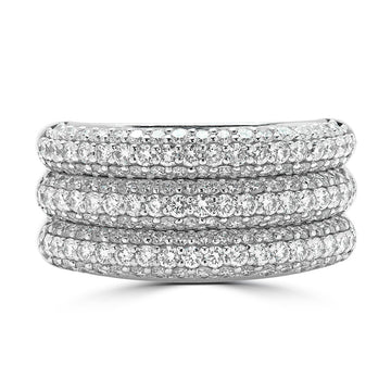 Wave design pave diamond ring 1.70 (ctw) in 14k white gold