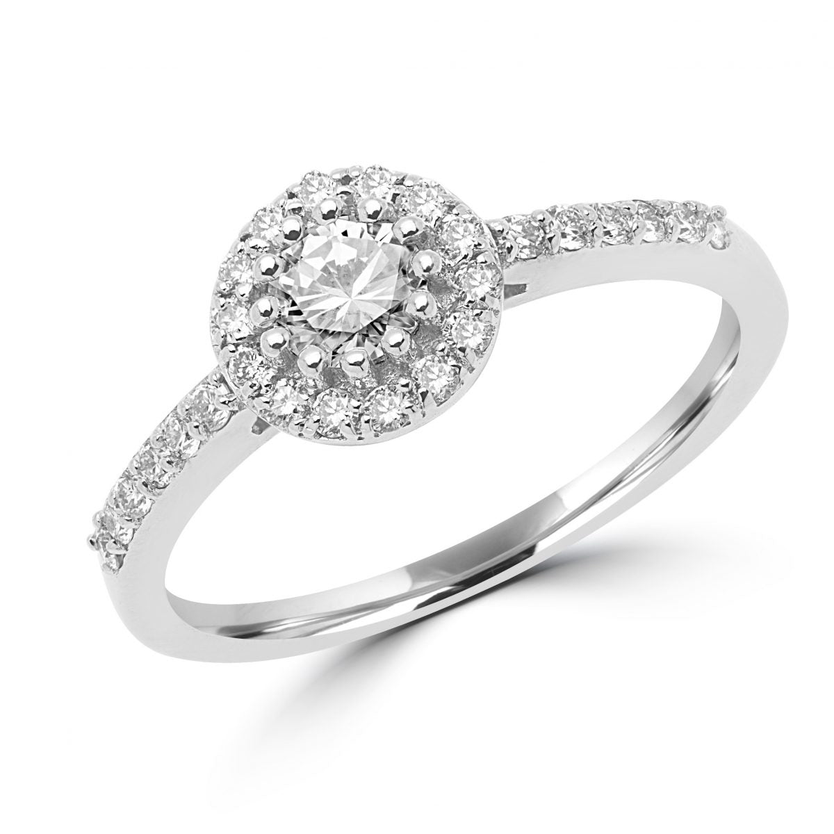 Engagement halo diamond ring 0.54 (ctw) 14k in white gold