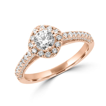 Precious halo lab-grown engagement ring 1.08 (ctw) 14k rose gold