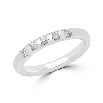 5 stones diamond semi eternity anniversary 10k white gold ring