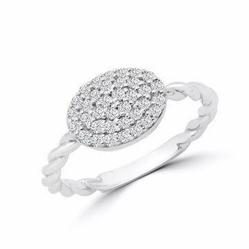 Bague grappe de diamants et torsade 0,37 (ct) en or blanc 14 carats