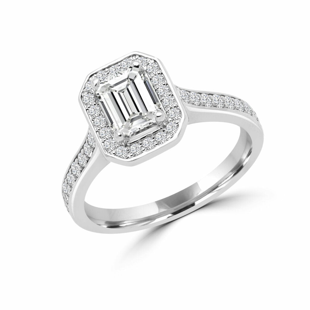 Lab-grown emerald cut engagement ring 1.57 (ctw ) 14k gold