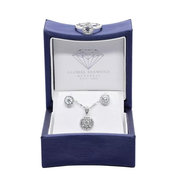 Eternal love halo jewelry set 1.84 (ctw) 14k white gold