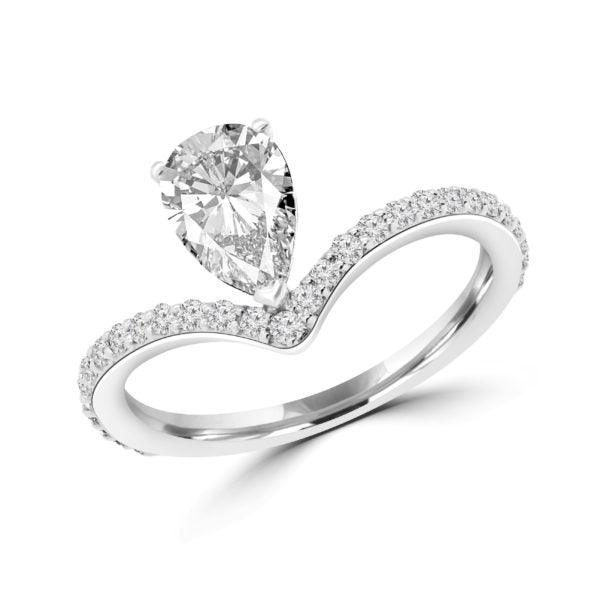Bague de fiançailles cultivée en laboratoire, taille poire, 1,29 carat (ctw) en or 14 carats
