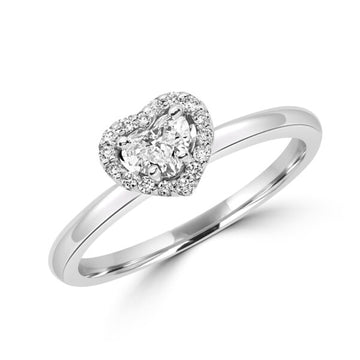 Lab-grown heart shaped halo diamond ring 0.34 (ctw) in 14k gold